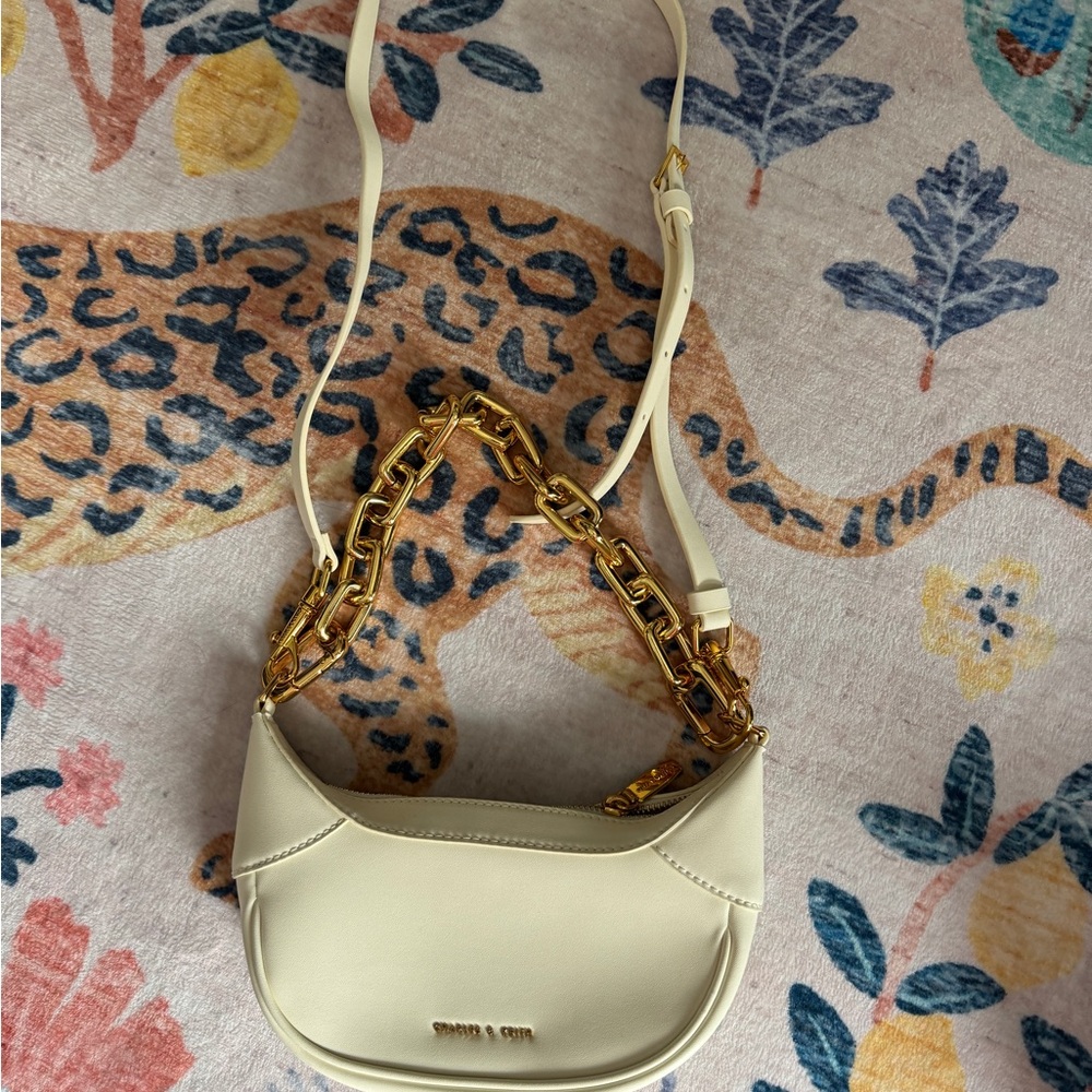 Charles & Keith Cream Gold Crossbody Bag